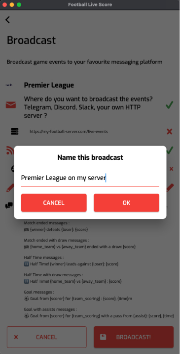 Name your broadcast and start it