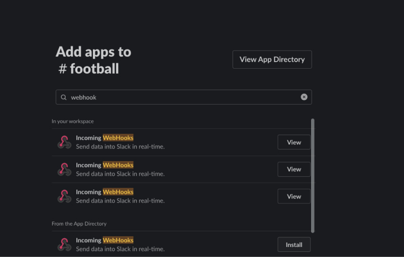 Find the webhook app